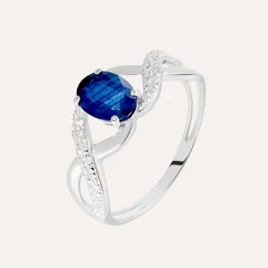 Anello Charlotte Oro Bianco Zaffiro Diamante