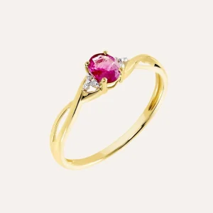 Anello Charlotte Oro Giallo Rubino Diamante