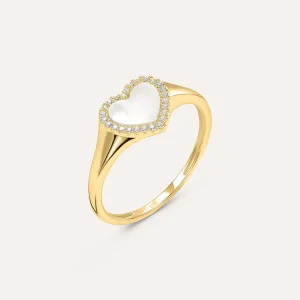 Anello Chevalier Beverly Oro Giallo Madreperla Cubic Zirconia