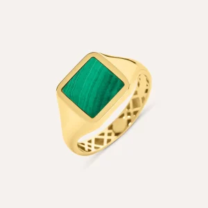 Anello Chevalier L'homme Or Oro Giallo Malachite