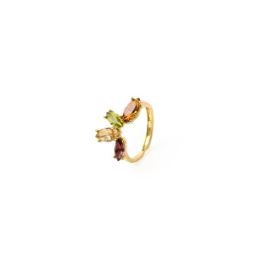 Anello con cristalli multicolor Foliage