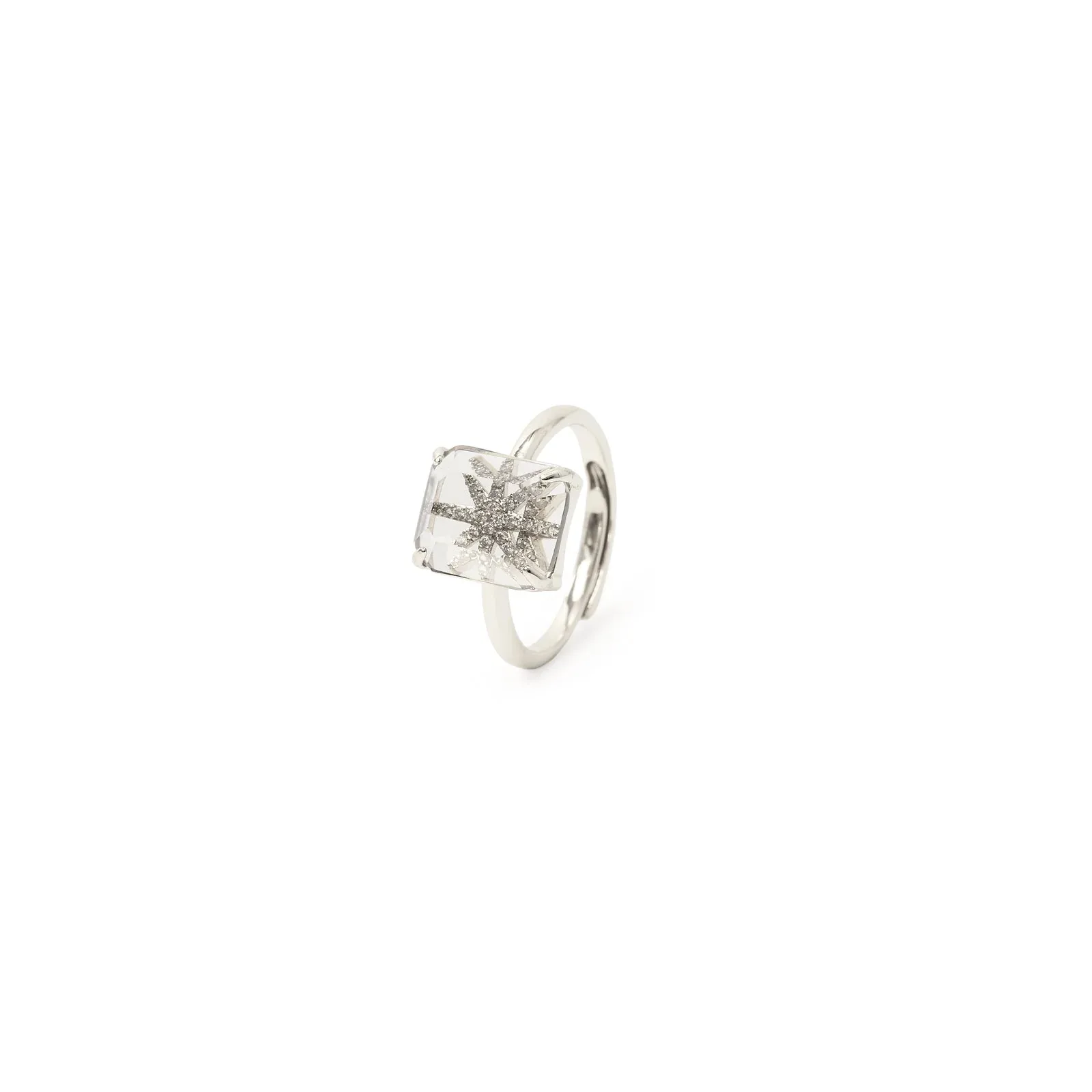 Anello con stone glass e stella pavé Starlet