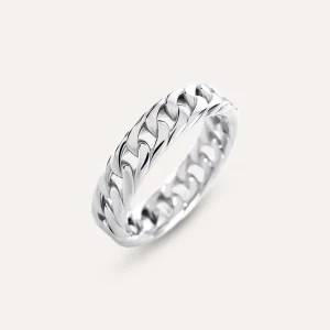 Anello Fascia Groumette Gentleman Argento Rodiato