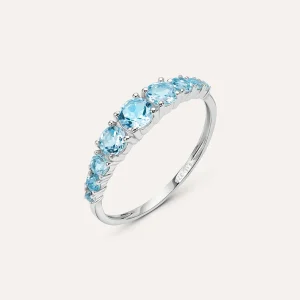 Anello Riviere Amélie Oro Bianco Topazio