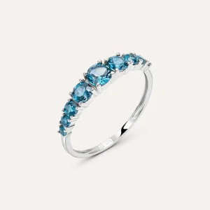 Anello Riviere Amélie Oro Bianco Topazio