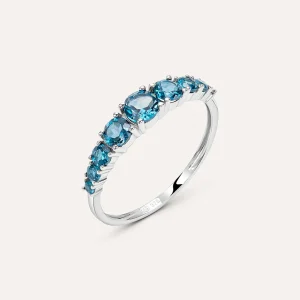 Anello Riviere Amélie Oro Bianco Topazio