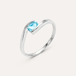 Anello Solitario Amélie Oro Bianco Topazio