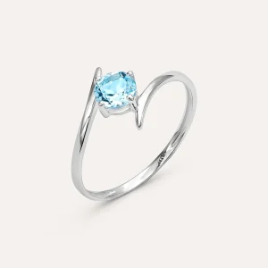 Anello Solitario Amélie Oro Bianco Topazio