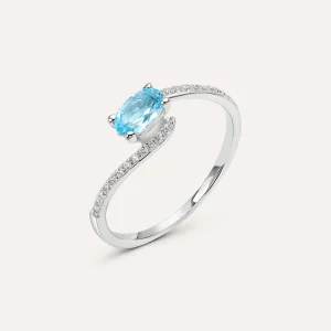 Anello Solitario Amélie Oro Bianco Topazio Cubic Zirconia
