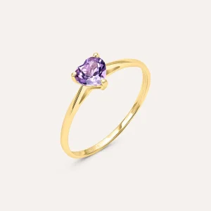 Anello Solitario Amélie Oro Giallo Ametista