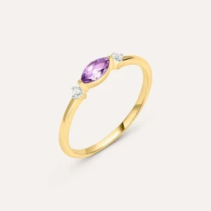 Anello Solitario Amélie Oro Giallo Ametista Cubic Zirconia