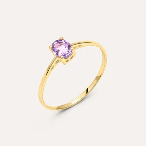 Anello Solitario Amélie Oro Giallo Ametista