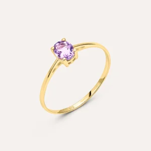 Anello Solitario Amélie Oro Giallo Ametista