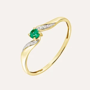 Anello Solitario Charlotte Oro Giallo Smeraldo