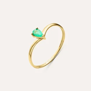 Anello Solitario Charlotte Oro Giallo Smeraldo
