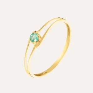 Anello Solitario Charlotte Oro Giallo Smeraldo