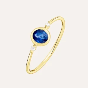 Anello Solitario Charlotte Oro Giallo Zaffiro Diamante