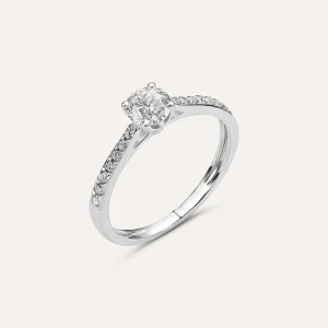 Anello Solitario Diamade Oro Bianco Diamante Lab-Grown