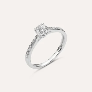 Anello Solitario Diamade Oro Bianco Diamante Lab-Grown