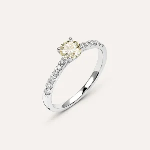 Anello Solitario Diamade Oro Bianco Diamante Lab-Grown