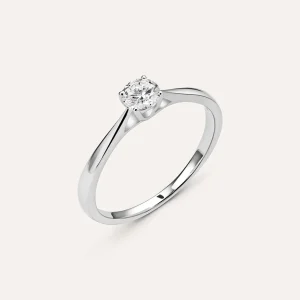 Anello Solitario Diamade Oro Bianco Diamante Lab-Grown