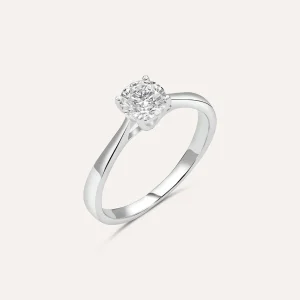 Anello Solitario Diamade Oro Bianco Diamante Lab-Grown