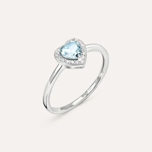Anello Solitario Jasmine Oro Bianco Acquamarina Diamante