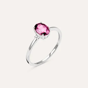 Anello Solitario Jasmine Oro Bianco Rodolite Diamante