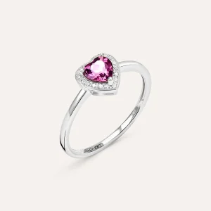 Anello Solitario Jasmine Oro Bianco Rodolite Diamante