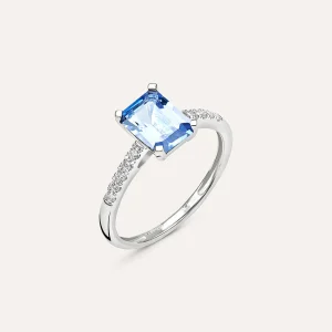 Anello Solitario Jasmine Oro Bianco Tanzanite Diamante