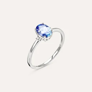 Anello Solitario Jasmine Oro Bianco Tanzanite Diamante