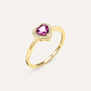 Anello Solitario Jasmine Oro Giallo Rodolite Diamante