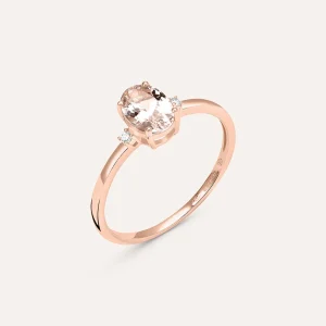 Anello Solitario Jasmine Oro Rosa Morganite Diamante