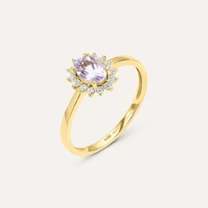Anello Solitario Kate Amélie Oro Giallo Ametista Cubic Zirconia
