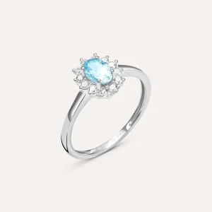 Anello Solitario Kate Jasmine Oro Bianco Acquamarina Diamante