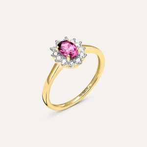 Anello Solitario Kate Jasmine Oro Giallo Rodolite Diamante
