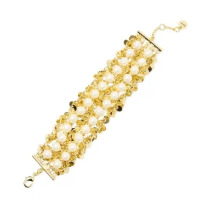 Bracciale fascia paillettes e perle Eve