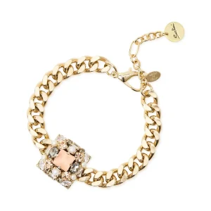 Bracciale groumette e charm quadrato Hera