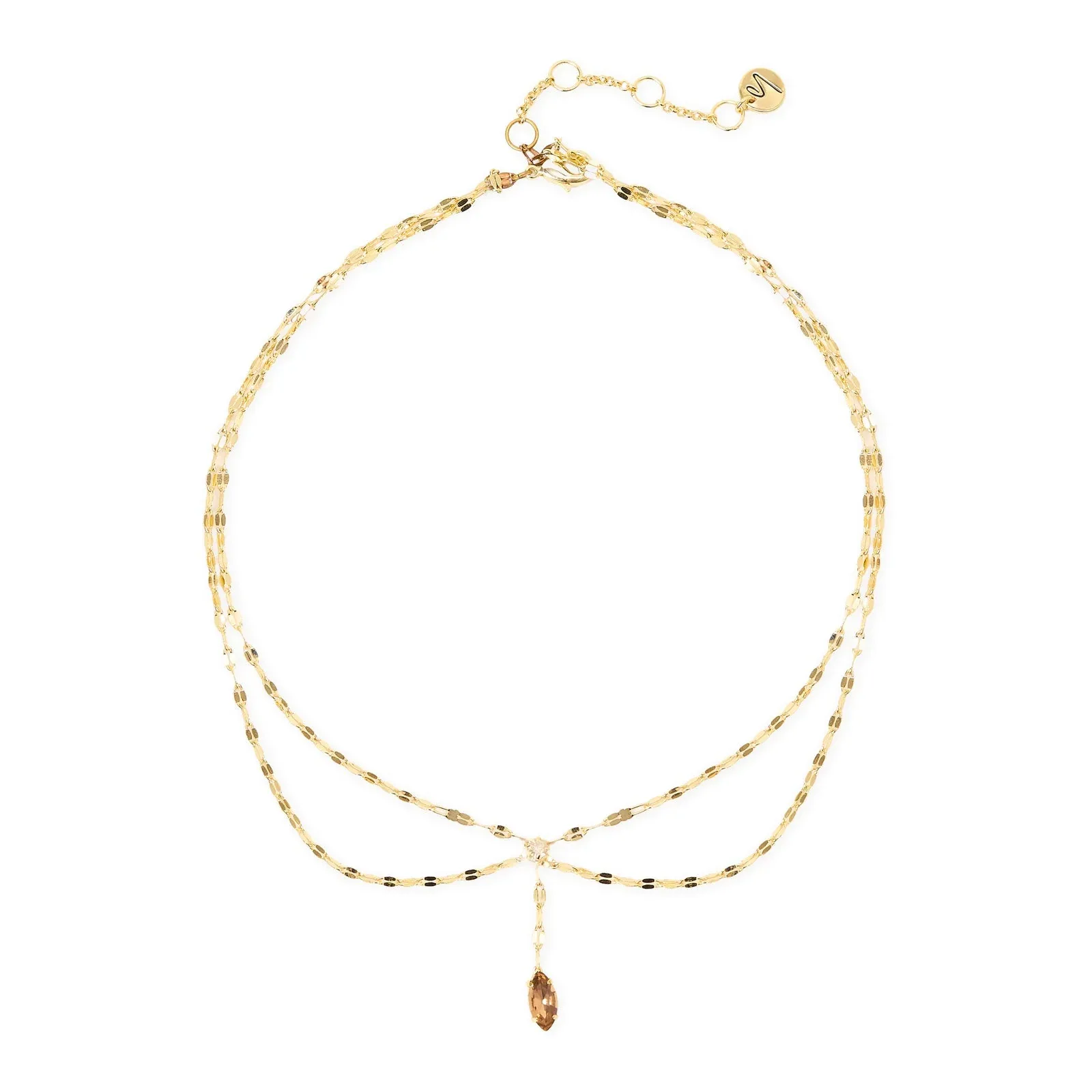 Collana a doppio filo con cristalli e pendente Foliage