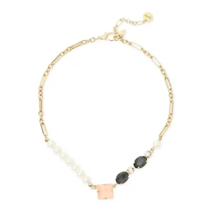 Collana corta catena perle cristallo Hera