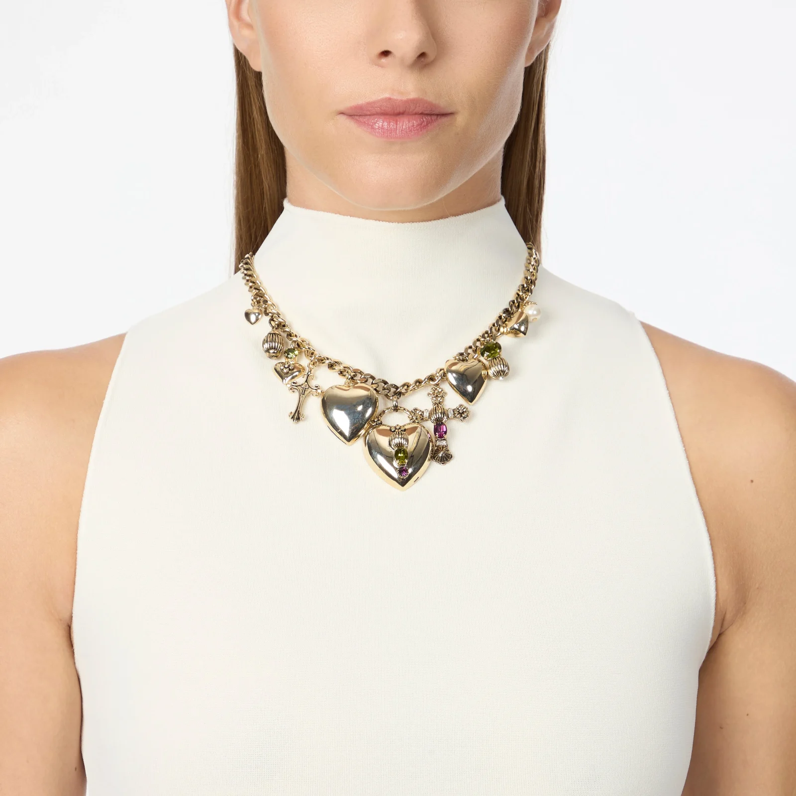 Collana corta cuori croci pendenti Naos - immagine 2