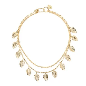 Collana corta due catene e foglie Daphne