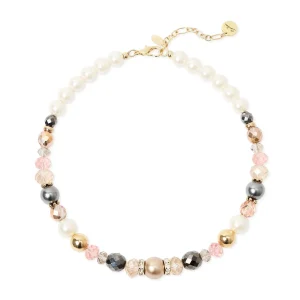 Collana corta perle e brillanti elementi Hera