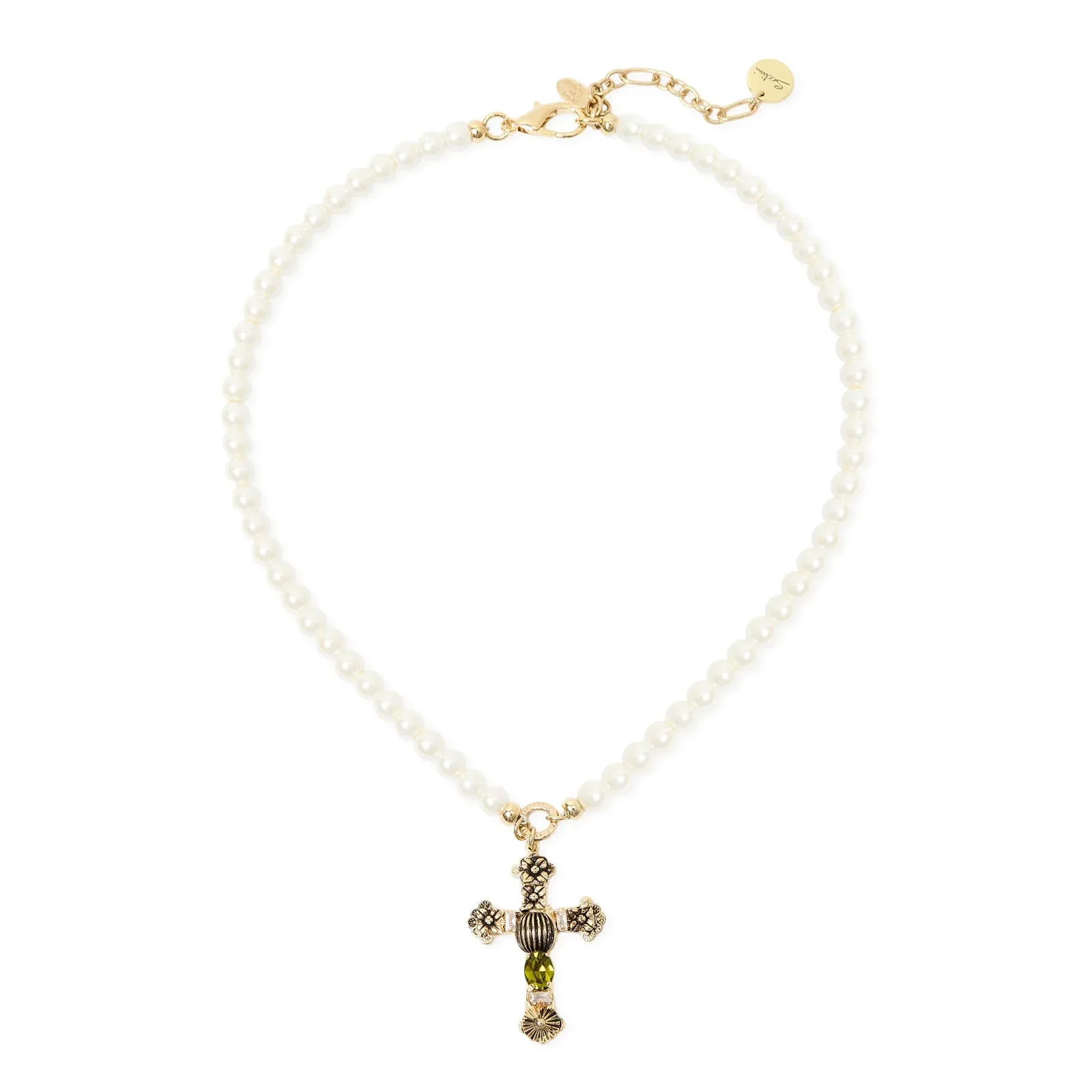 Collana corta perle e croce Naos