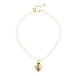 Collana corta perle e cuore Naos