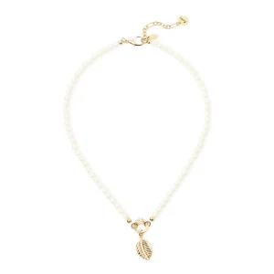 Collana corta perle foglia pendente Daphne
