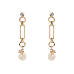 Orecchini strass, catena e perla Kelly